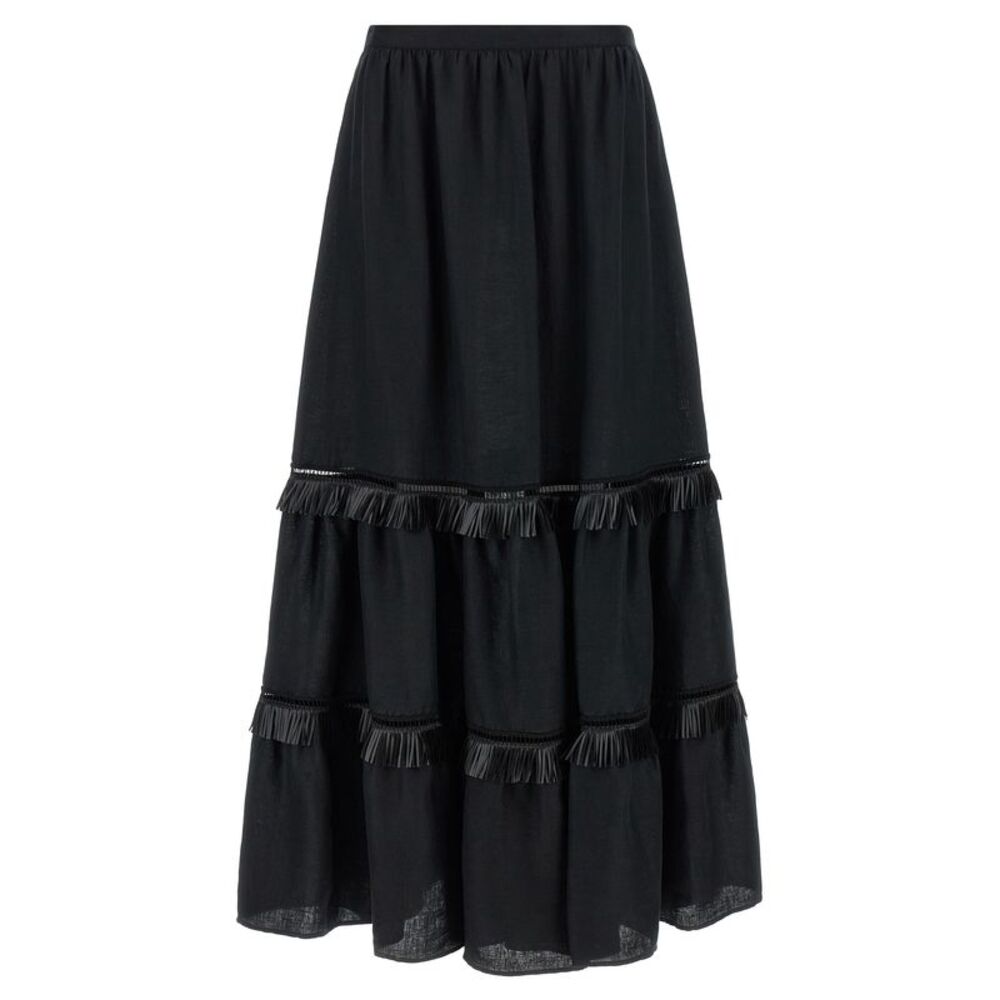 Kiton Black Linen Mini Women's Skirt